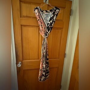 Floral Wrap Dress with Mixed Patterns
